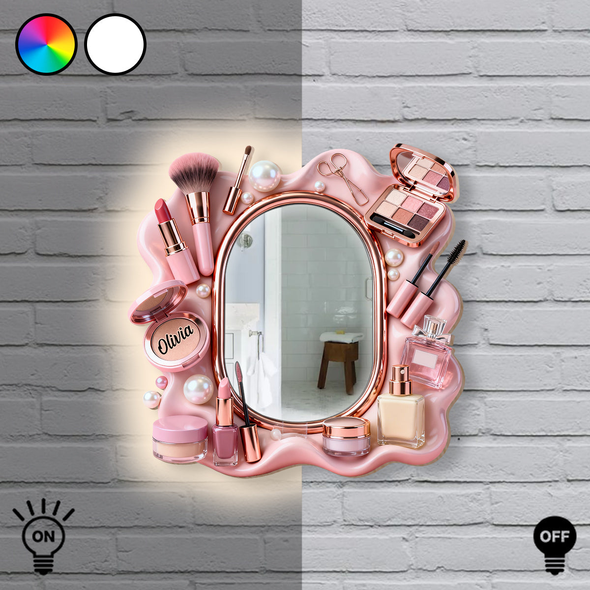 Miroir mural de maquillage personnalisé avec lumière LED - Maquilleuse