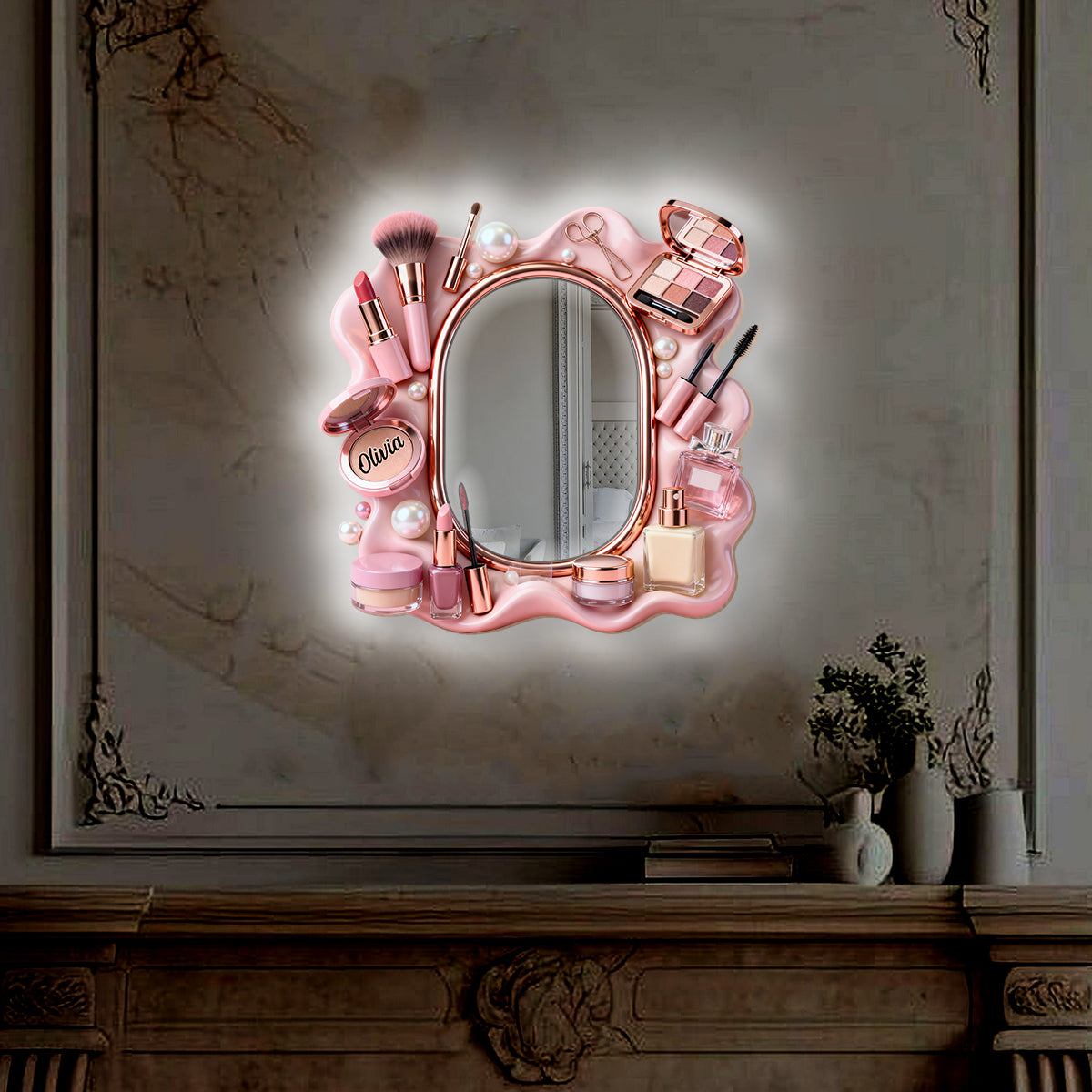 Miroir mural de maquillage personnalisé avec lumière LED - Maquilleuse