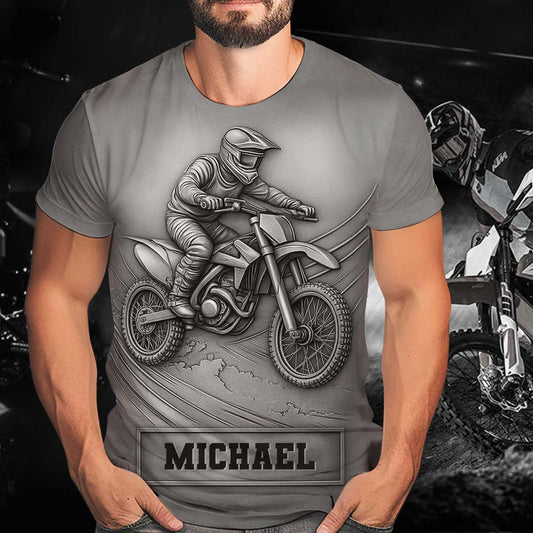 T-shirt personnalisé intégral style motocross/dirt bike métallisé