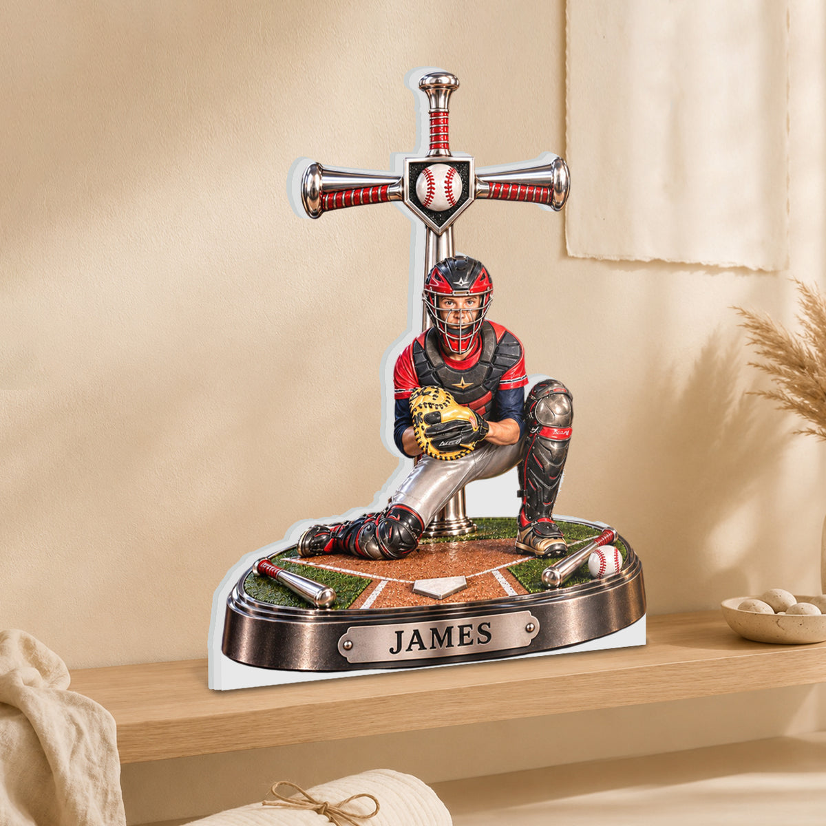 Love God, Play Baseball - Personalized Baseball 3D Plaque