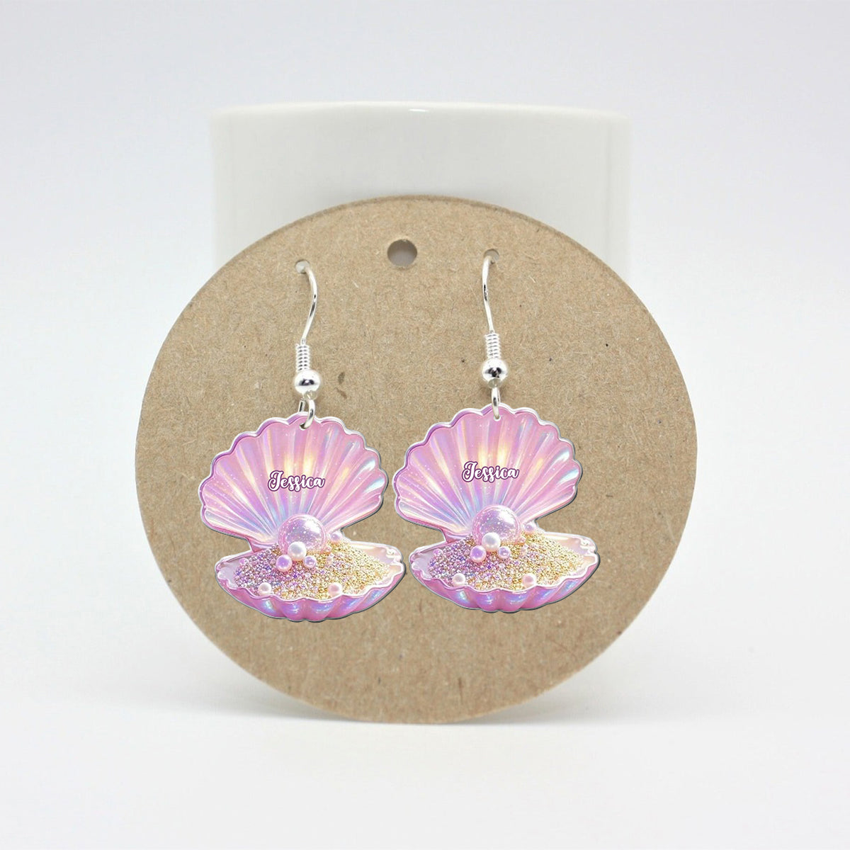 Pink Pearl Shell - Personalized Sea Lover Earrings