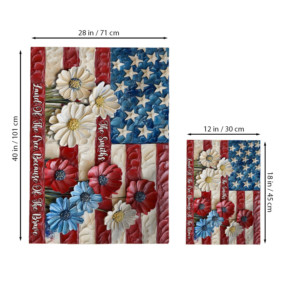 Terre de liberté, grâce aux braves - Drapeau de maison personnalisé pour la fête de l'indépendance/le 4 juillet