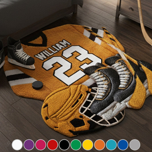 Love Hockey - Personalized Hockey Non-Slip Tufted Rug