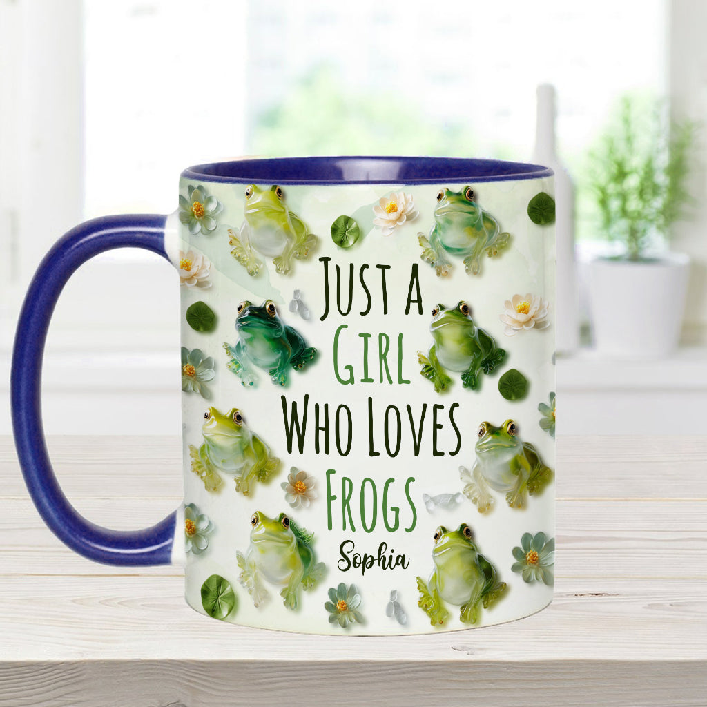Mug personnalisé à motif grenouille « Juste une fille qui adore les grenouilles »
