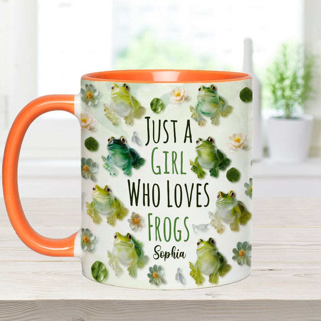 Mug personnalisé à motif grenouille « Juste une fille qui adore les grenouilles »