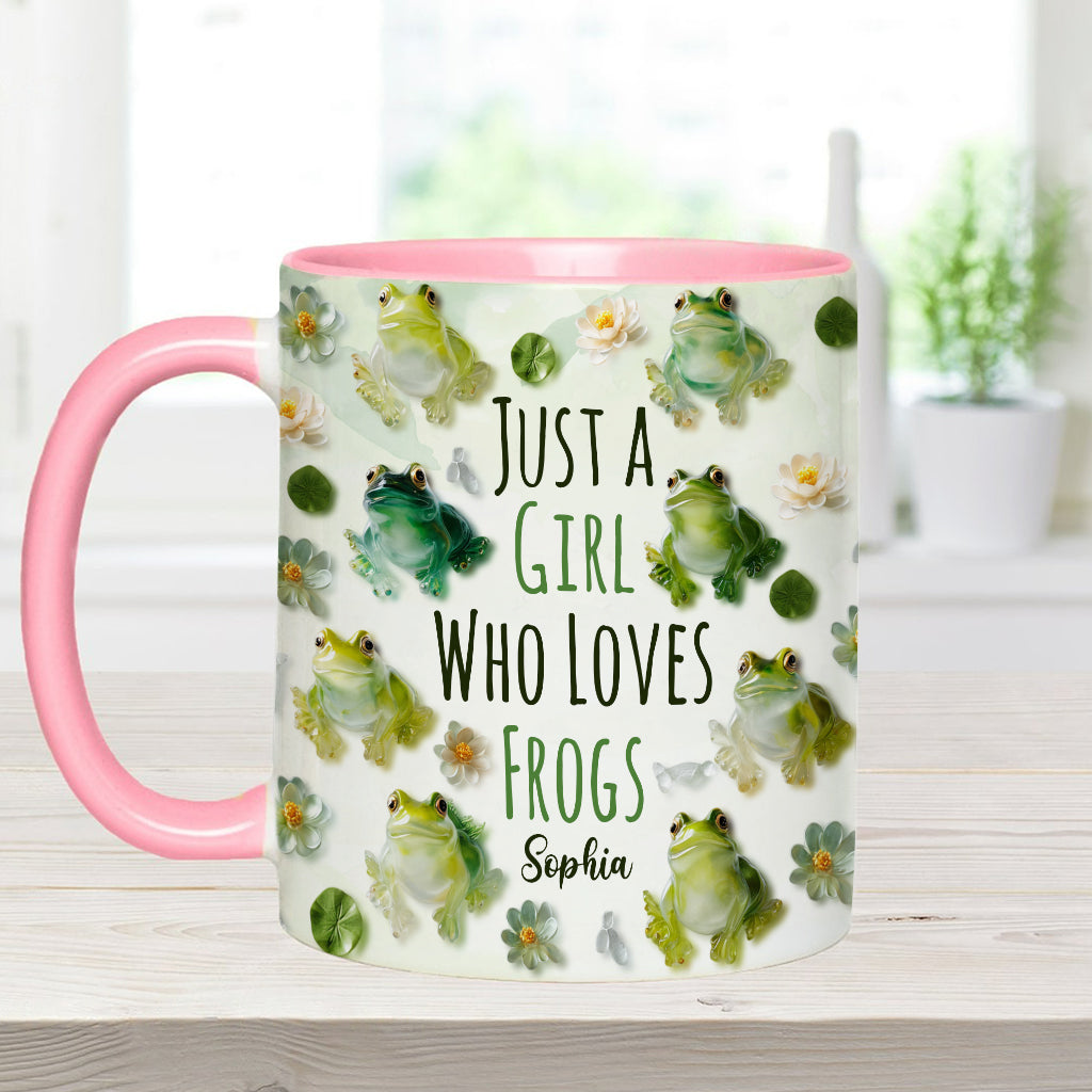 Mug personnalisé à motif grenouille « Juste une fille qui adore les grenouilles »