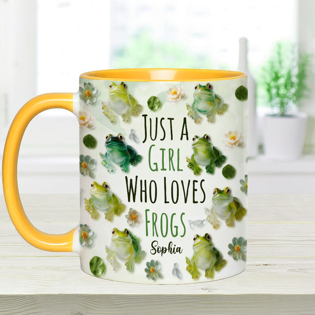 Mug personnalisé à motif grenouille « Juste une fille qui adore les grenouilles »