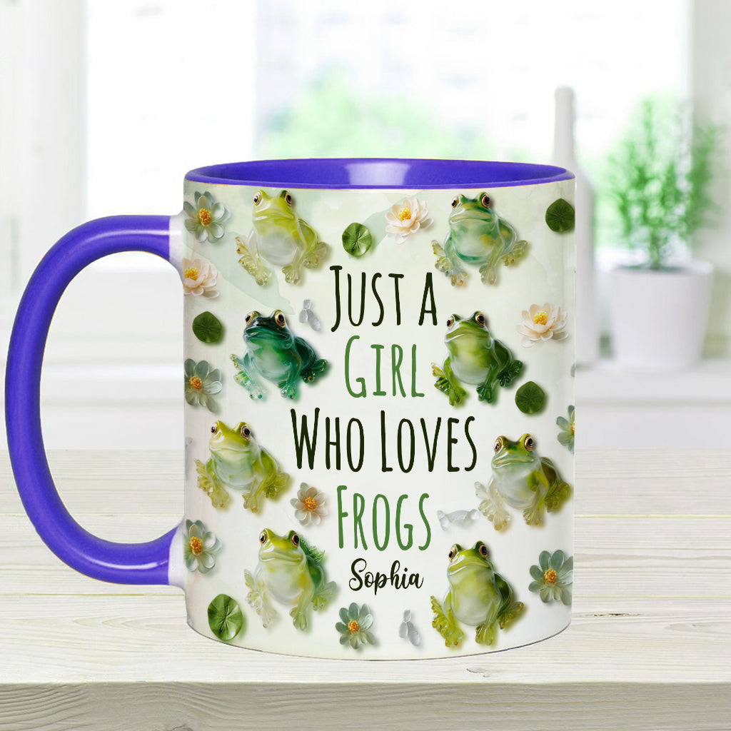 Mug personnalisé à motif grenouille « Juste une fille qui adore les grenouilles »