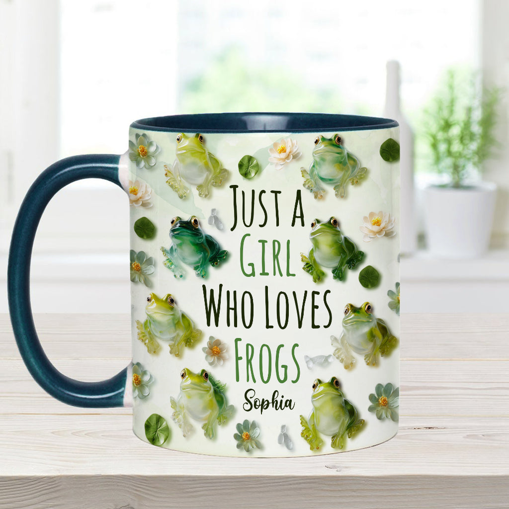 Mug personnalisé à motif grenouille « Juste une fille qui adore les grenouilles »