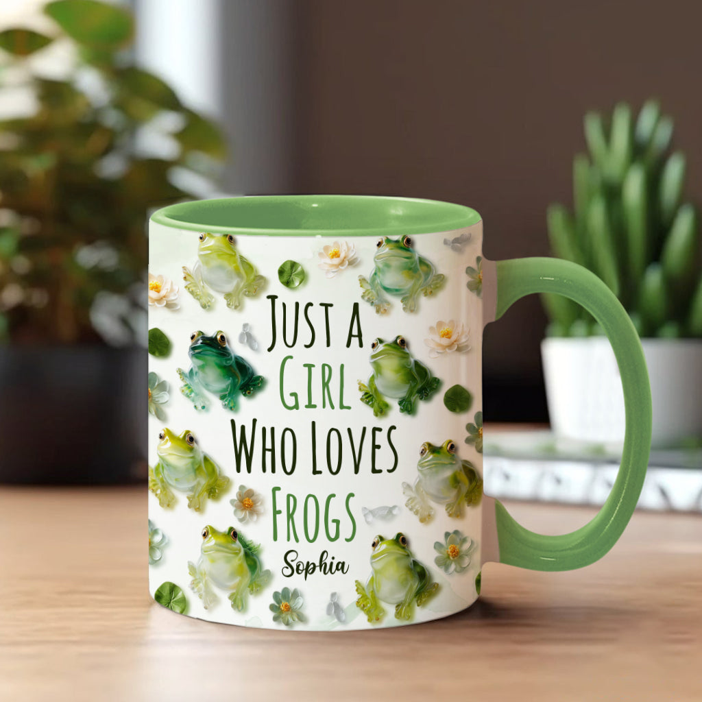Mug personnalisé à motif grenouille « Juste une fille qui adore les grenouilles »