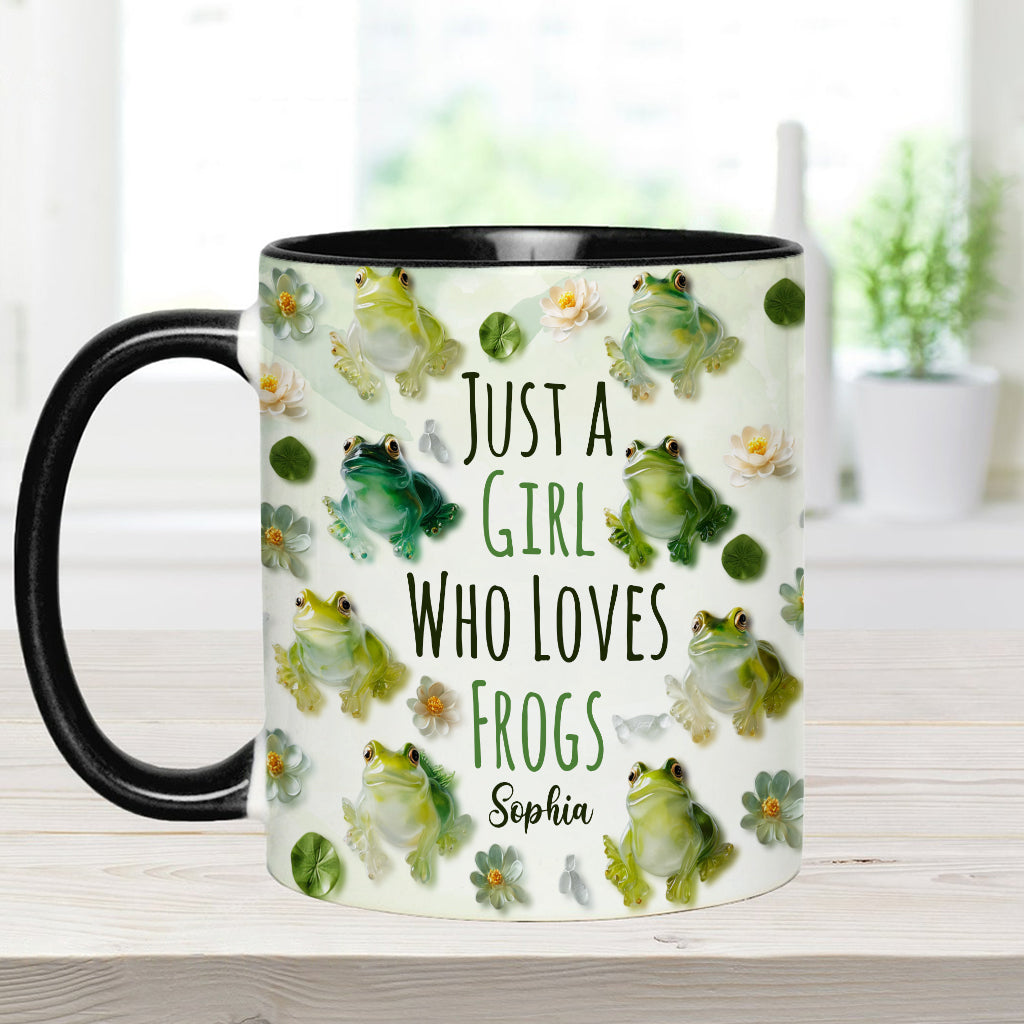 Mug personnalisé à motif grenouille « Juste une fille qui adore les grenouilles »
