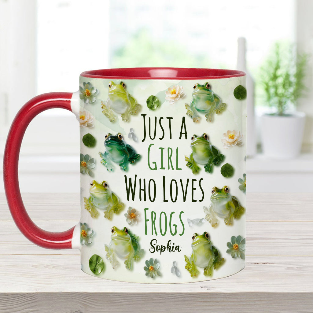 Mug personnalisé à motif grenouille « Juste une fille qui adore les grenouilles »