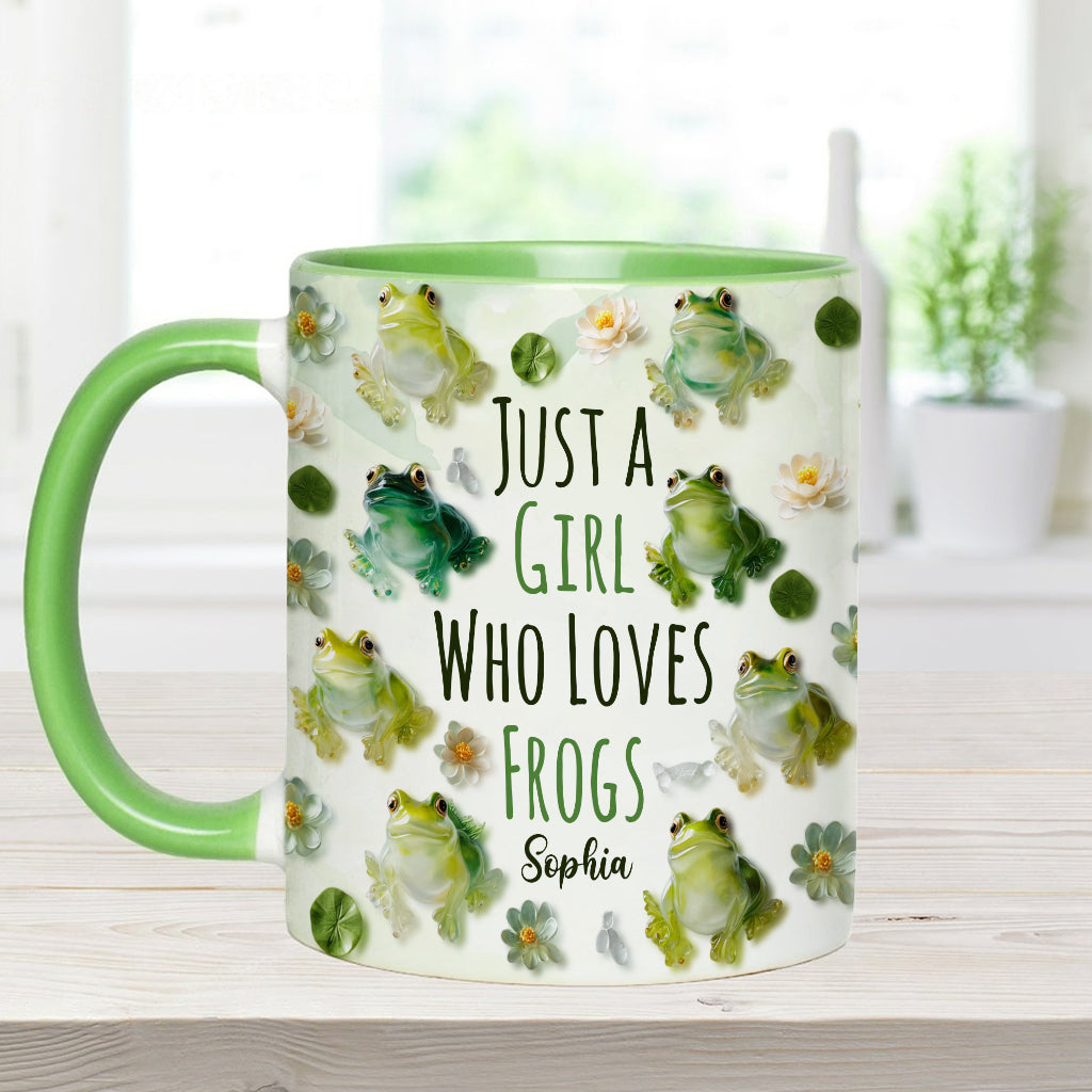 Mug personnalisé à motif grenouille « Juste une fille qui adore les grenouilles »