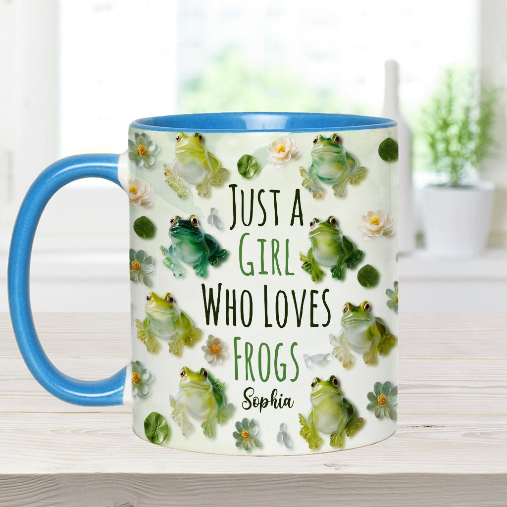 Mug personnalisé à motif grenouille « Juste une fille qui adore les grenouilles »