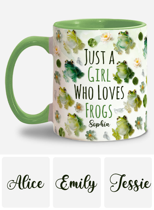 Mug personnalisé à motif grenouille « Juste une fille qui adore les grenouilles »