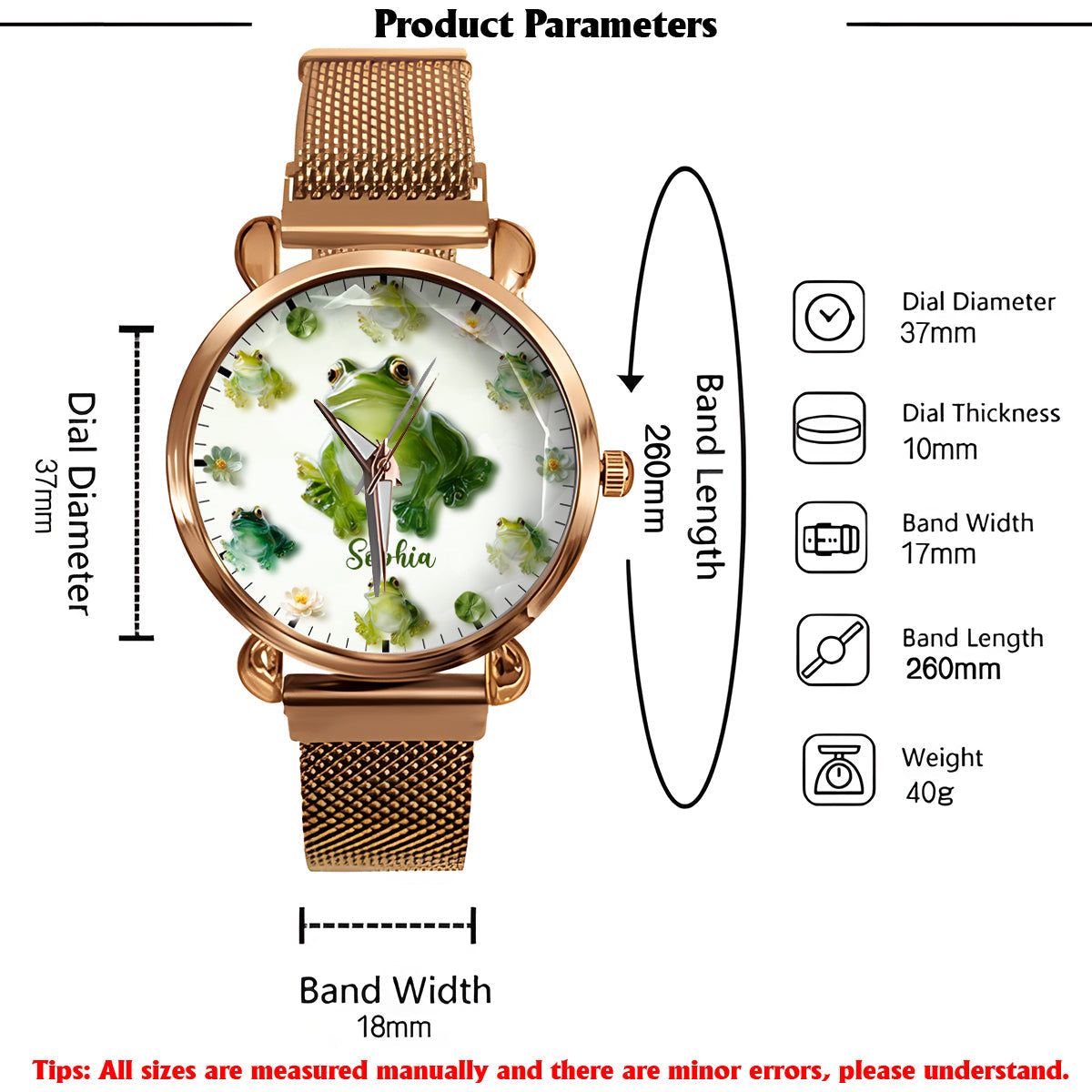 Juste une fille qui aime les grenouilles - Montre-bracelet personnalisée pour femme avec motif grenouille