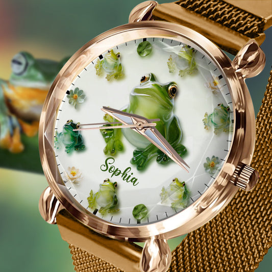 Juste une fille qui aime les grenouilles - Montre-bracelet personnalisée pour femme avec motif grenouille