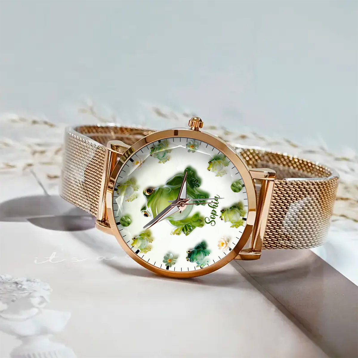 Juste une fille qui aime les grenouilles - Montre-bracelet personnalisée pour femme avec motif grenouille