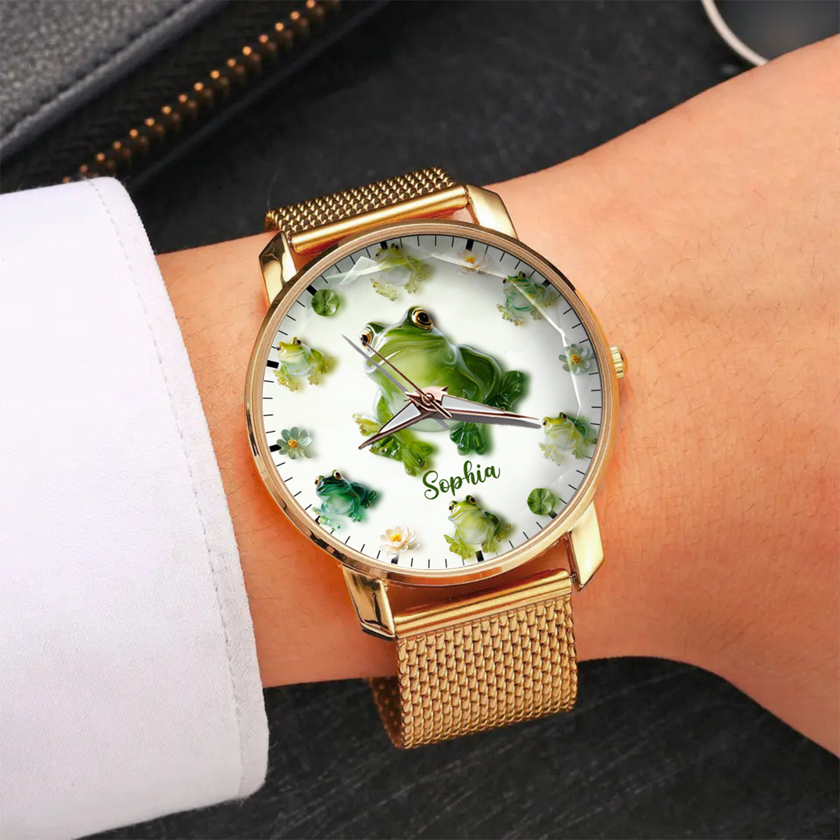 Juste une fille qui aime les grenouilles - Montre-bracelet personnalisée pour femme avec motif grenouille