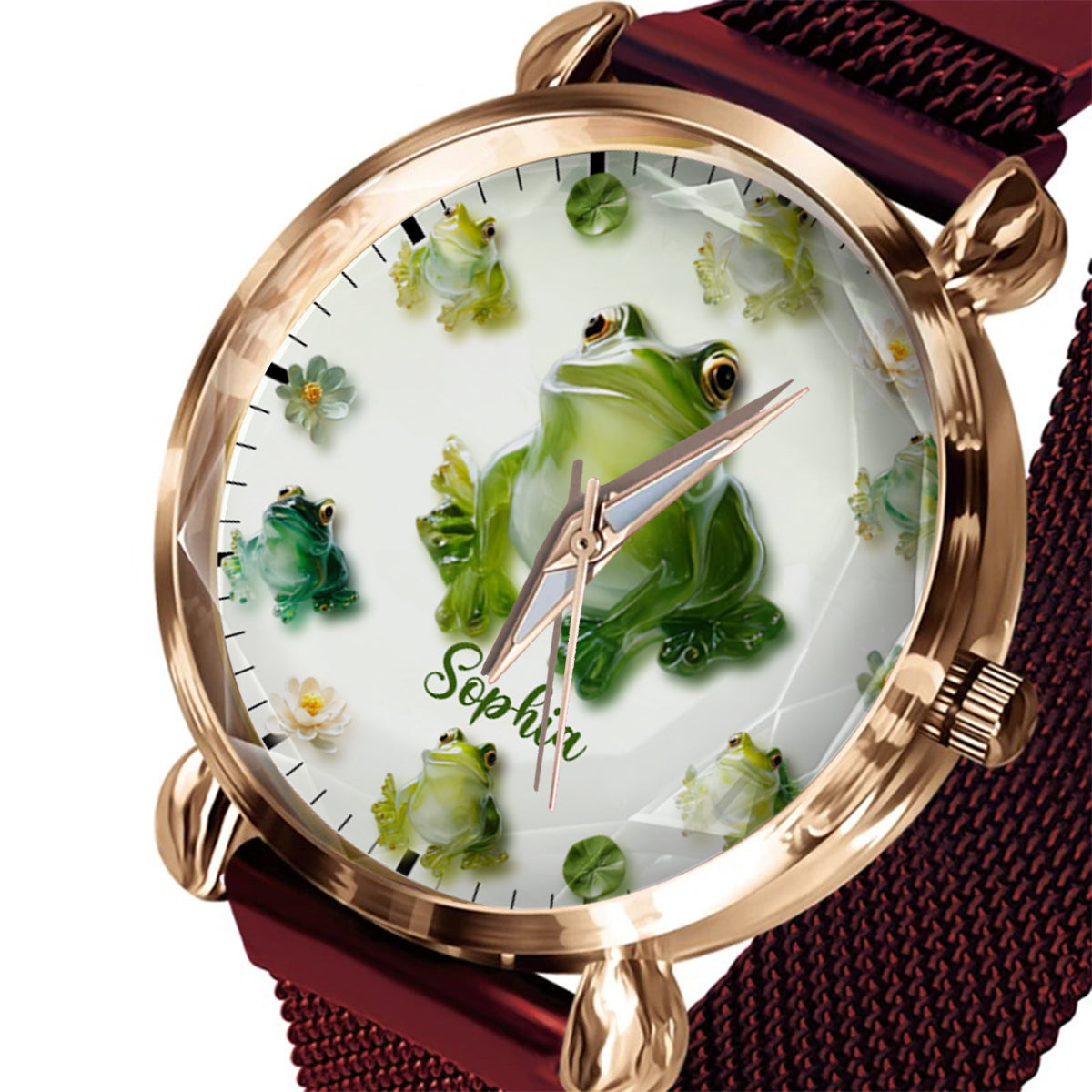 Juste une fille qui aime les grenouilles - Montre-bracelet personnalisée pour femme avec motif grenouille