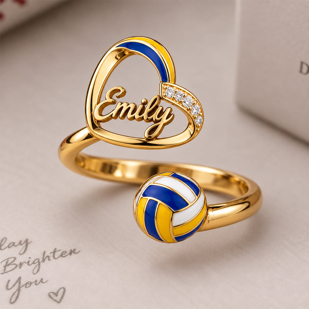 Love Volleyball - Personalized Volleyball Bracelet & Ring Set