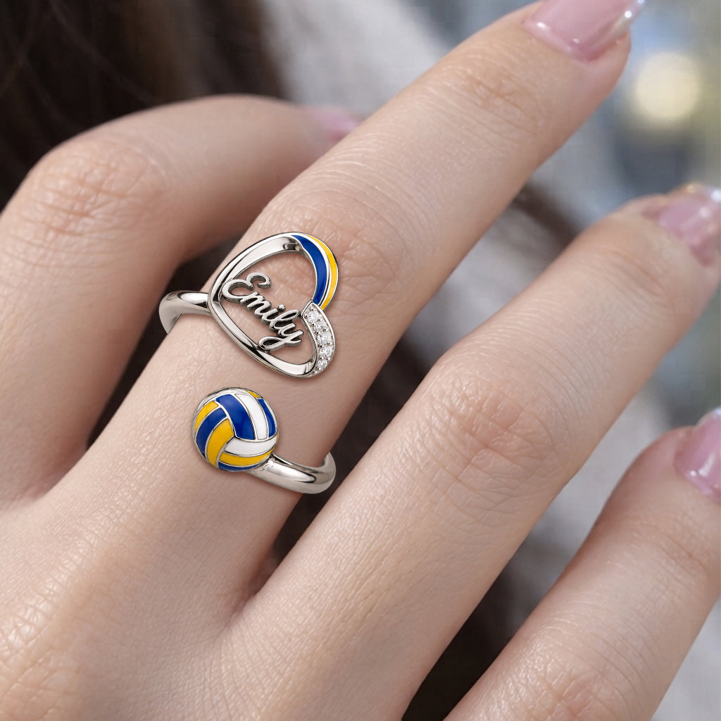 Love Volleyball - Personalized Volleyball Bracelet & Ring Set