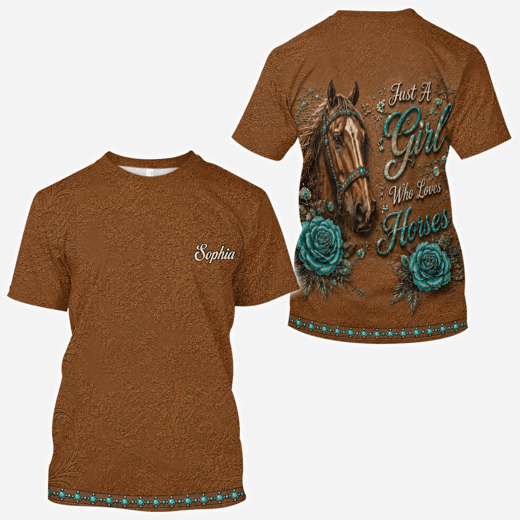 Just A Girl Who Loves Horses - Personalized Horse All Over Shirt