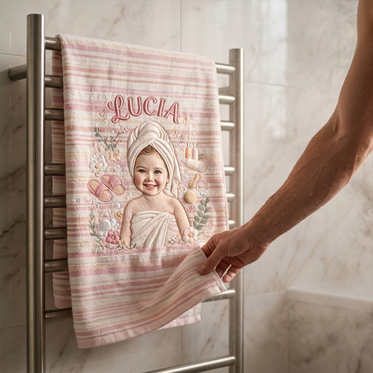 C'est l'heure du bain - Serviette de plage/bain personnalisée pour enfant