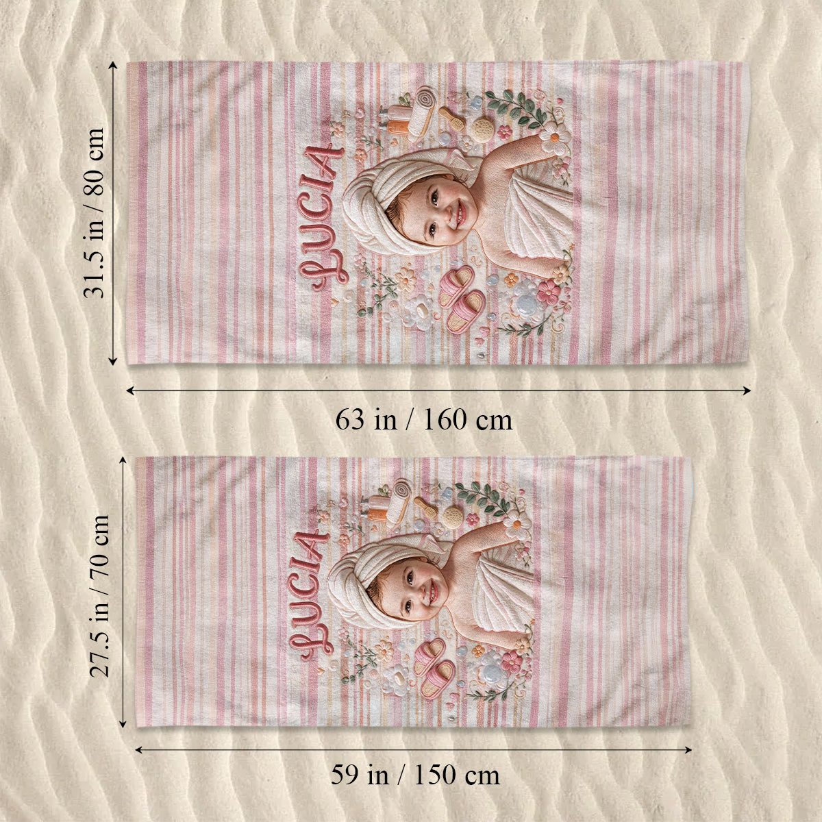 C'est l'heure du bain - Serviette de plage/bain personnalisée pour enfant