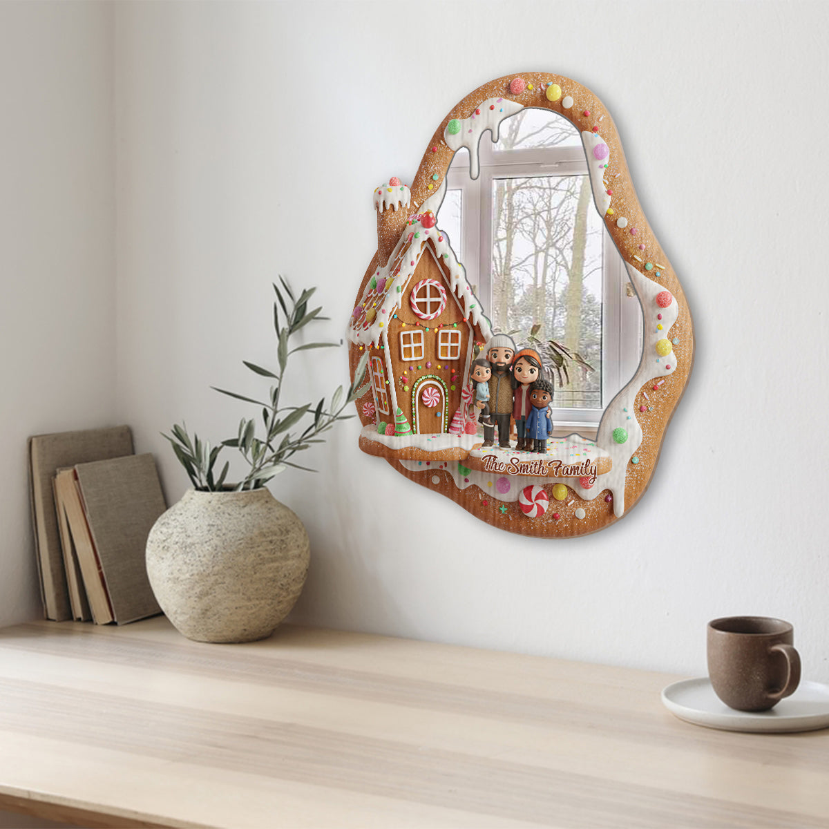 Joyeux Noël en pain d'épice - Miroir mural familial personnalisé