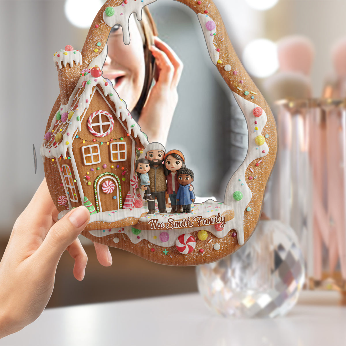 Joyeux Noël en pain d'épice - Miroir mural familial personnalisé