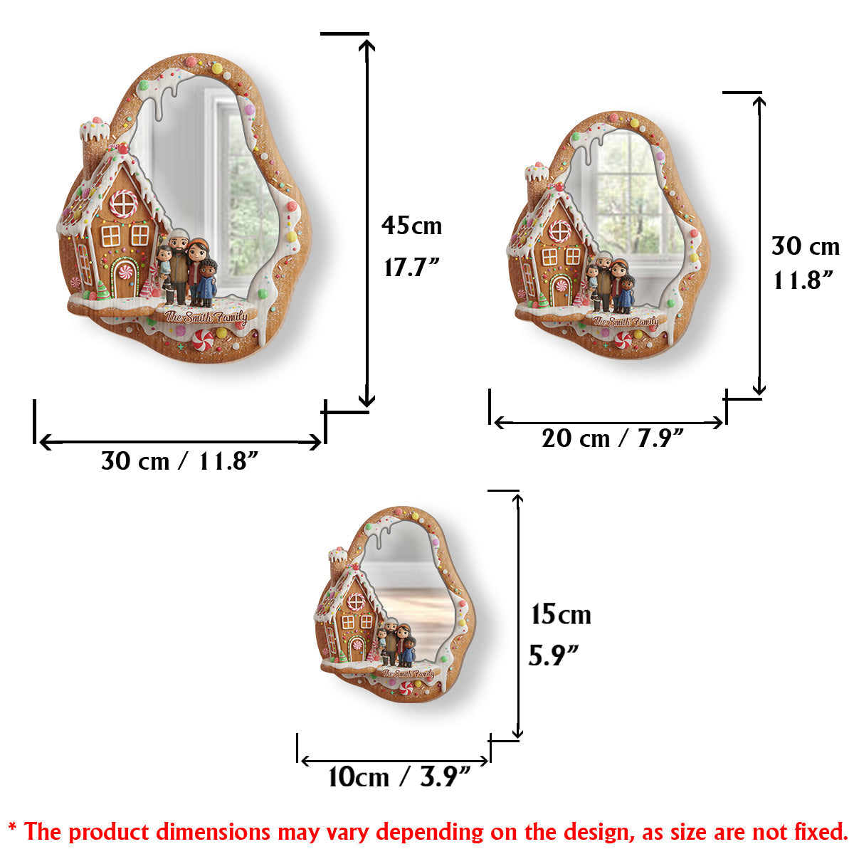 Joyeux Noël en pain d'épice - Miroir mural familial personnalisé