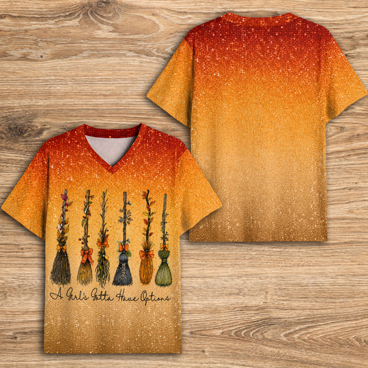 A Girl Gotta Have Options - Personalized Witch Fully Printed V-Neck T-Shirt
