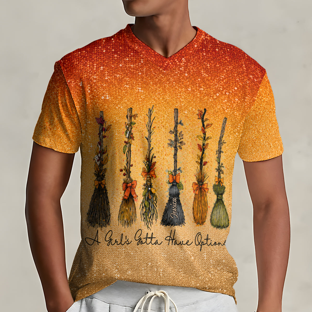 A Girl Gotta Have Options - Personalized Witch Fully Printed V-Neck T-Shirt