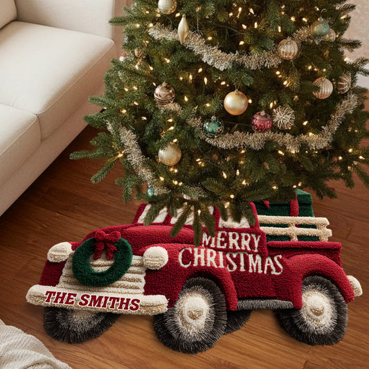 Merry Christmas - Personalized Family Shaped Tree Skirt