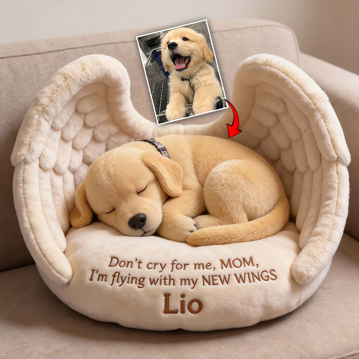 Ne pleure pas pour moi - Coussin personnalisé en fausse fourrure pour chien