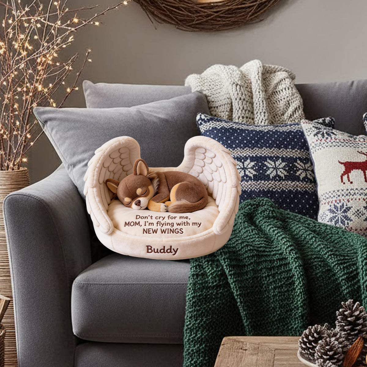 Ne pleure pas pour moi - Coussin personnalisé en fausse fourrure pour chien