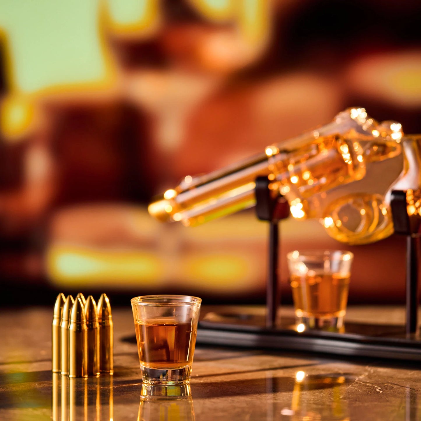 Coffret carafe à whisky Gun avec deux verres à liqueur