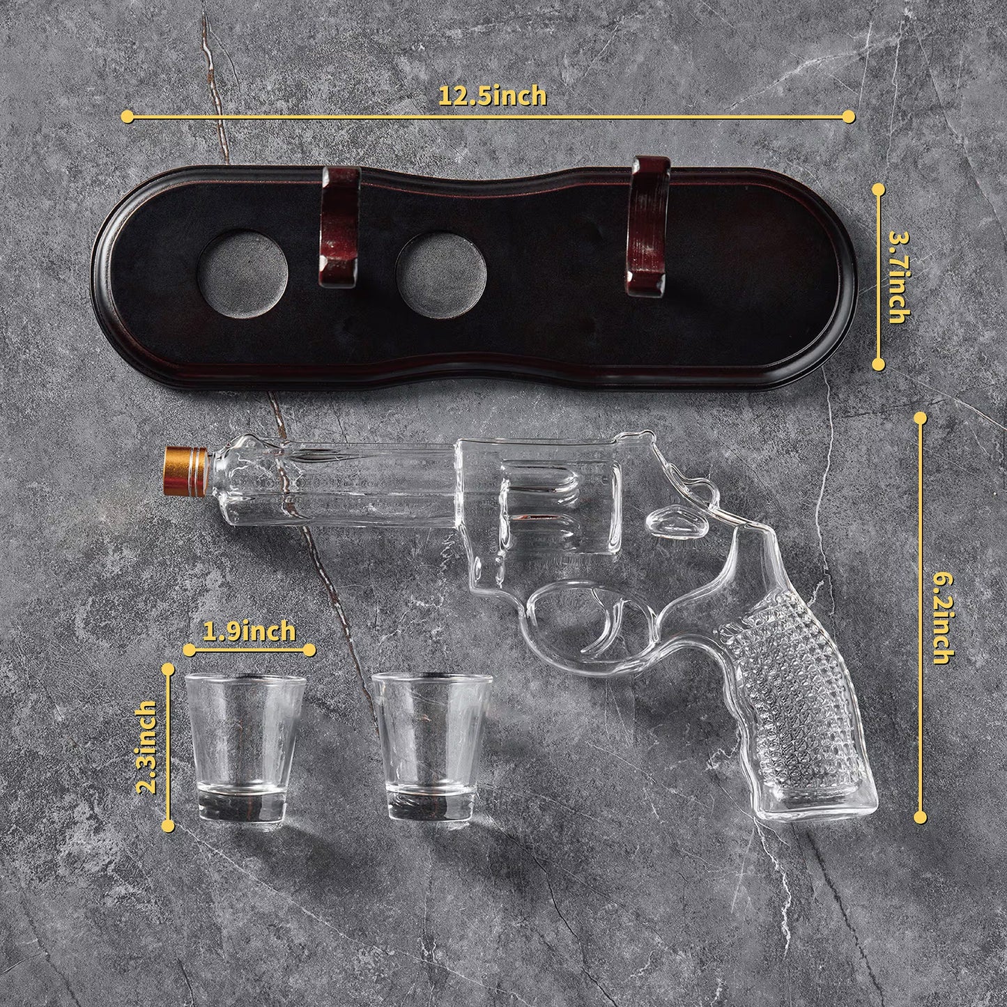 Coffret carafe à whisky Gun avec deux verres à liqueur