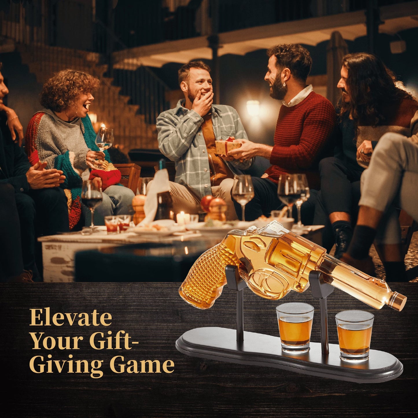 Coffret carafe à whisky Gun avec deux verres à liqueur