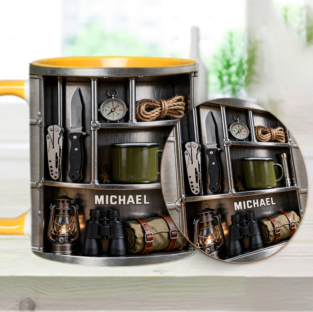 J'adore le camping - Mug et sous-verre personnalisés sur le thème du camping