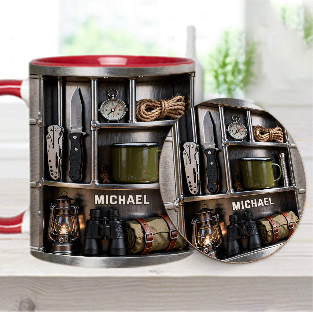 J'adore le camping - Mug et sous-verre personnalisés sur le thème du camping