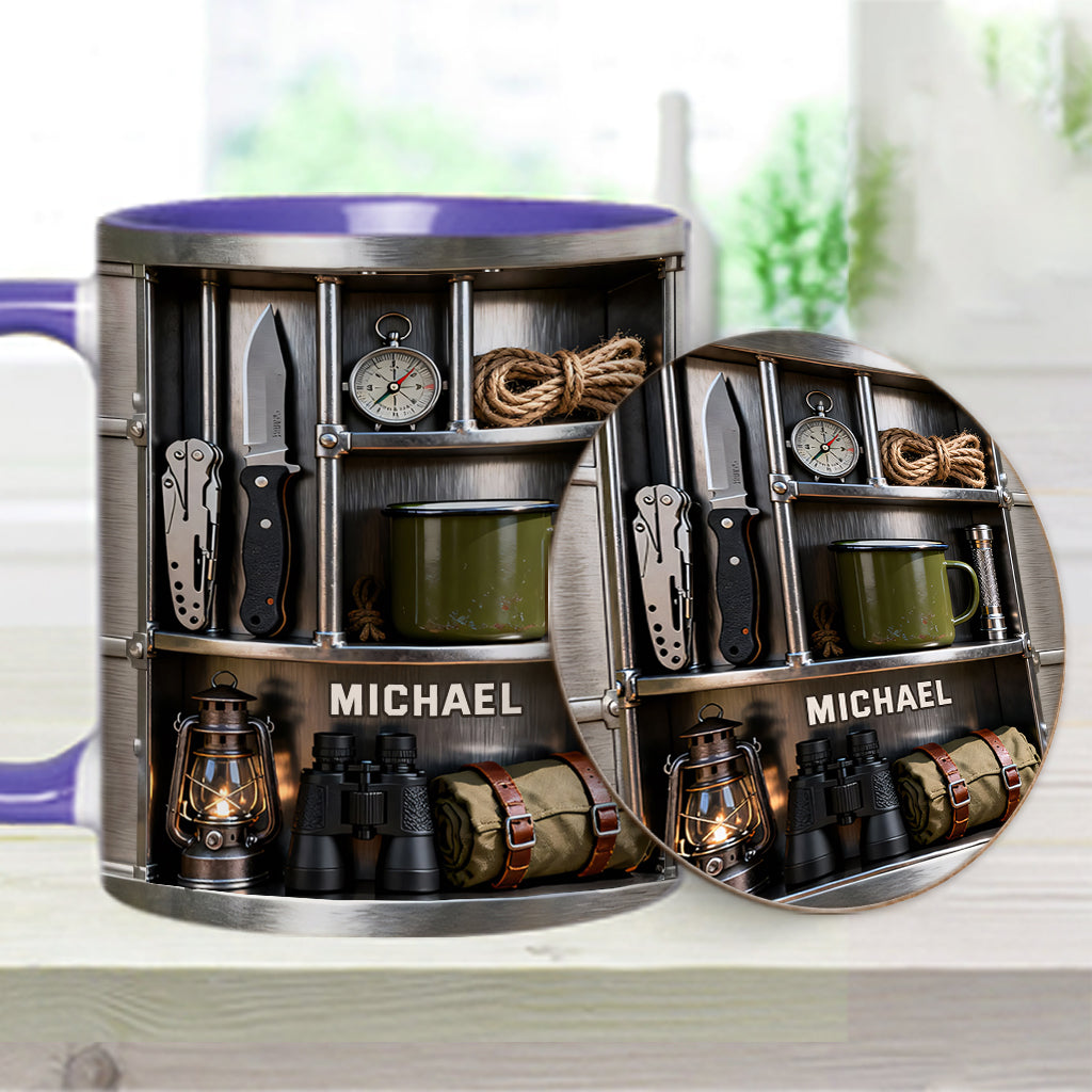 J'adore le camping - Mug et sous-verre personnalisés sur le thème du camping