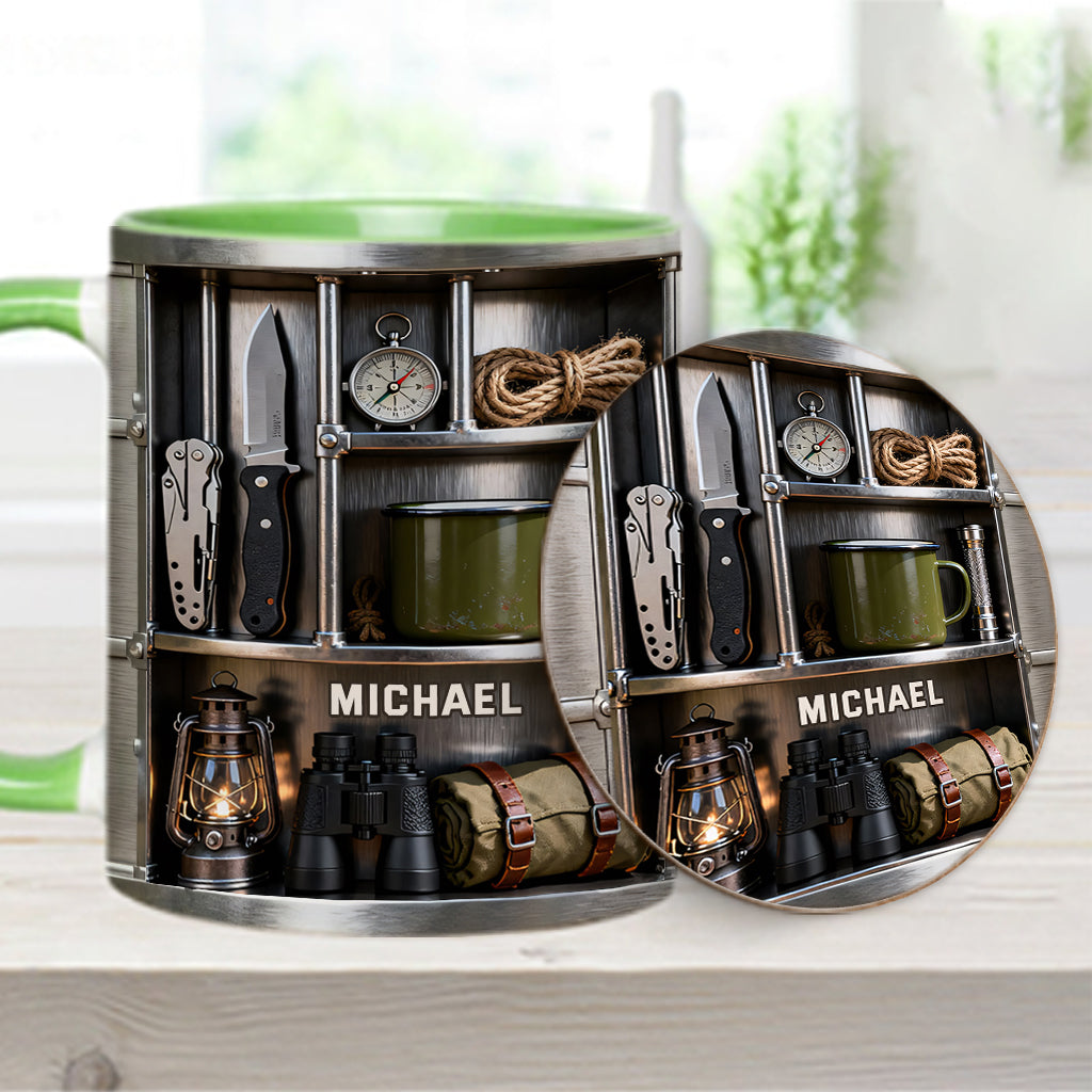 J'adore le camping - Mug et sous-verre personnalisés sur le thème du camping