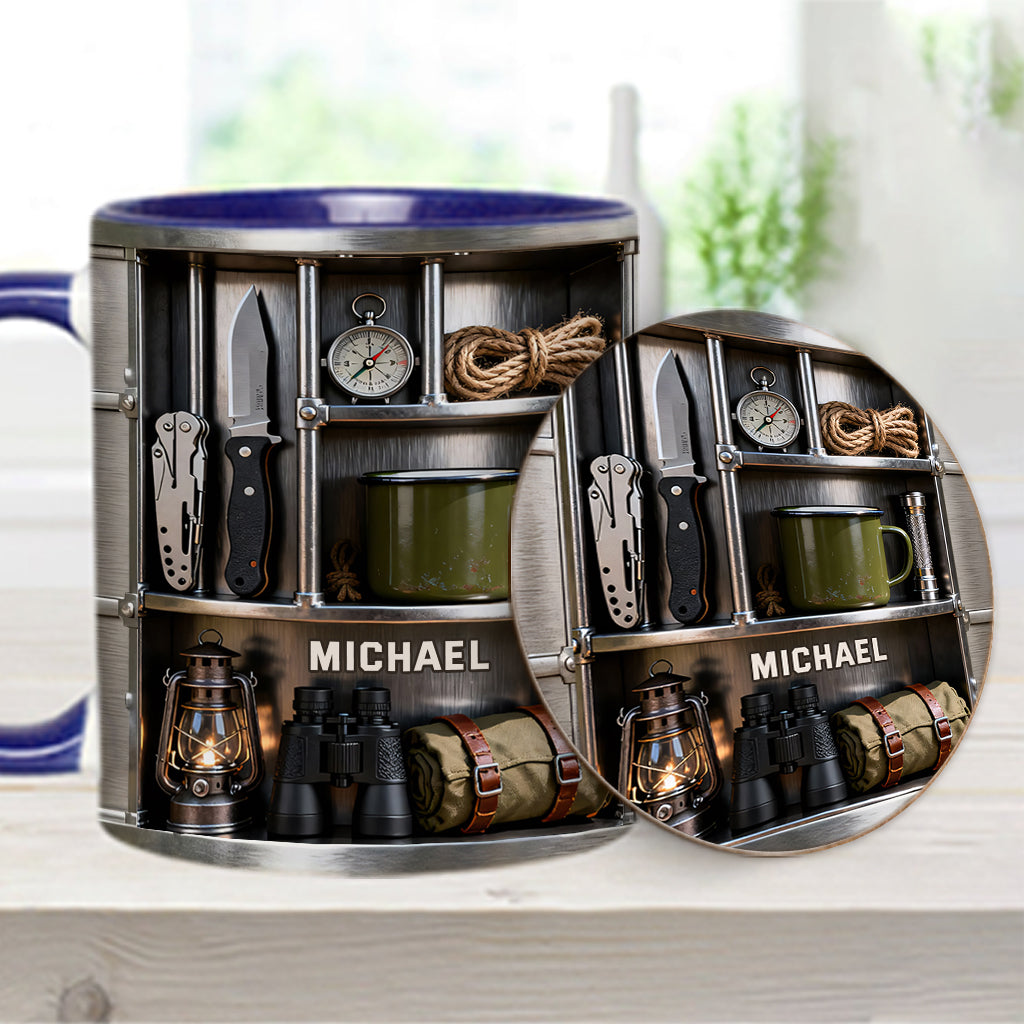 J'adore le camping - Mug et sous-verre personnalisés sur le thème du camping