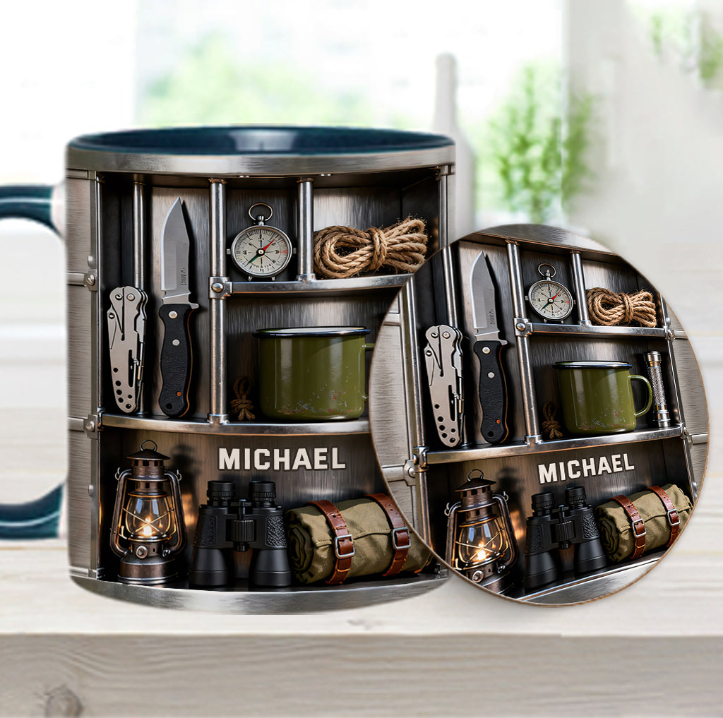 J'adore le camping - Mug et sous-verre personnalisés sur le thème du camping