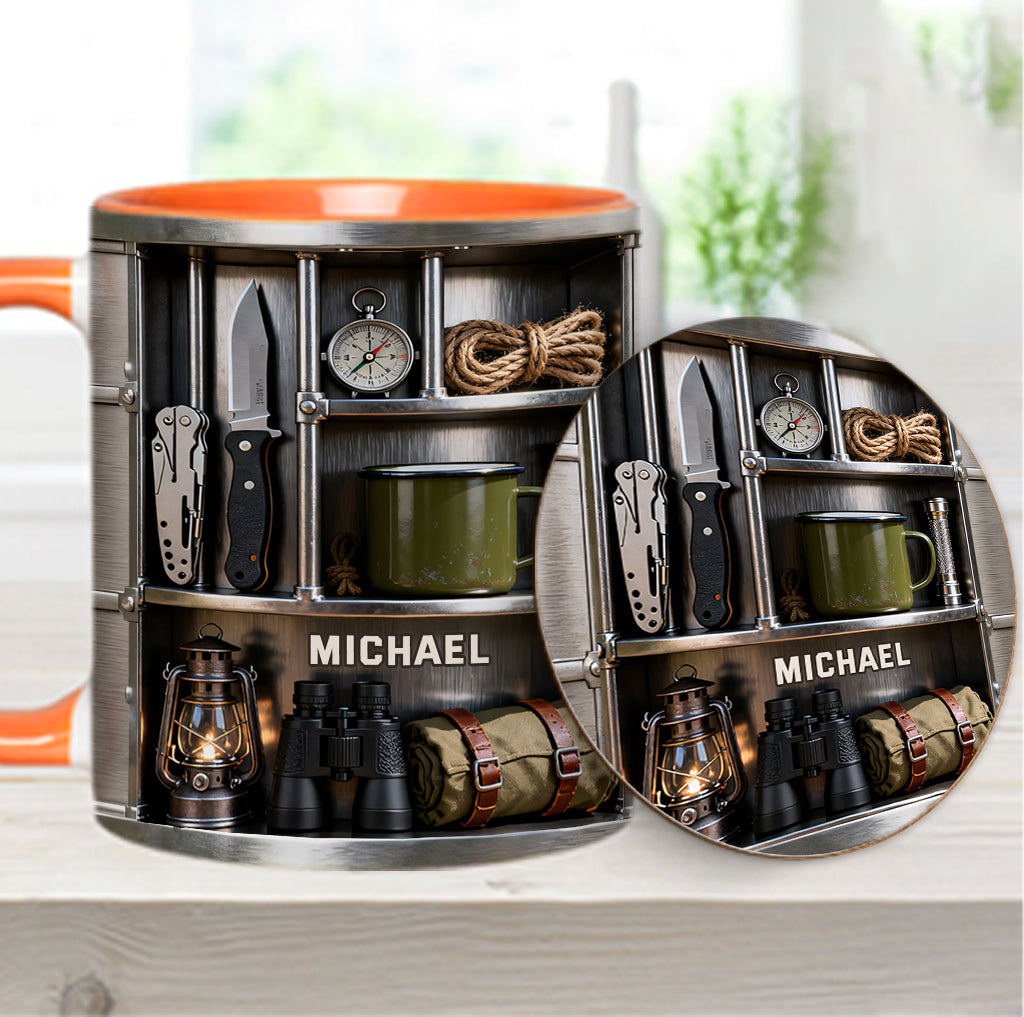 J'adore le camping - Mug et sous-verre personnalisés sur le thème du camping