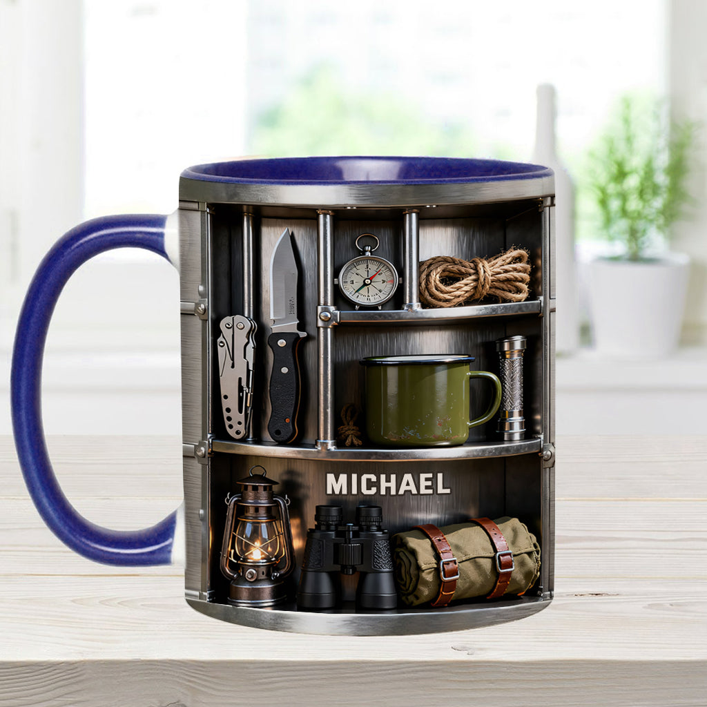 J'adore le camping - Mug et sous-verre personnalisés sur le thème du camping