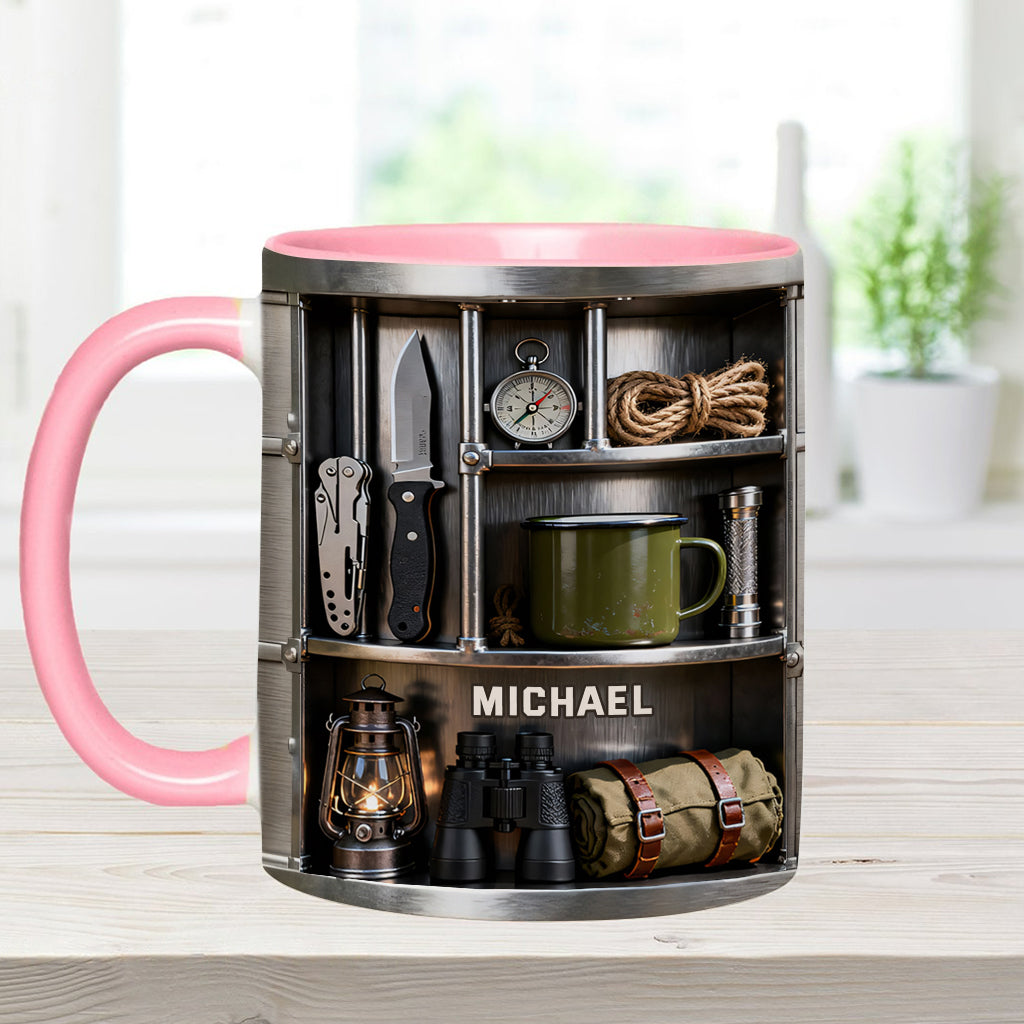 J'adore le camping - Mug et sous-verre personnalisés sur le thème du camping