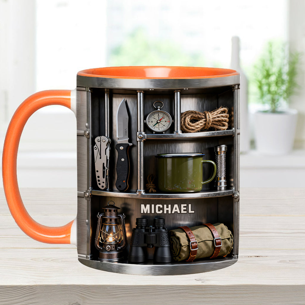 J'adore le camping - Mug et sous-verre personnalisés sur le thème du camping